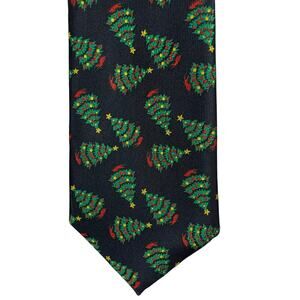 Hallmark Holiday Traditions by MMG Christmas Tree Tie Men's Black Green Red